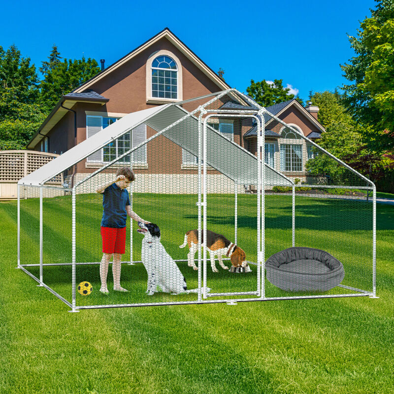 Randaco Hühnerstall Hühnerhaus 3x4x2m Kleintierstall Freilaufgehege Kleintiergehege Voliere Freigehege Hühnerkäfig Geflügelstall Verzinkter