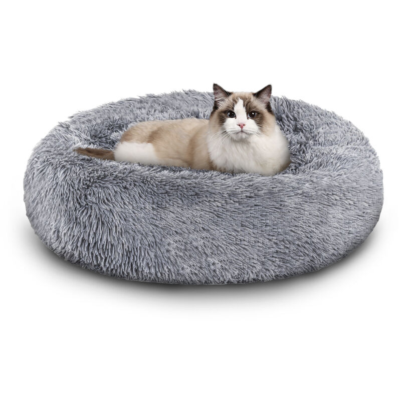 Randaco Hundebett Hundekissen Haustier Katze Schlafplatz Katzenbett Flauschige hellgrau 60cm