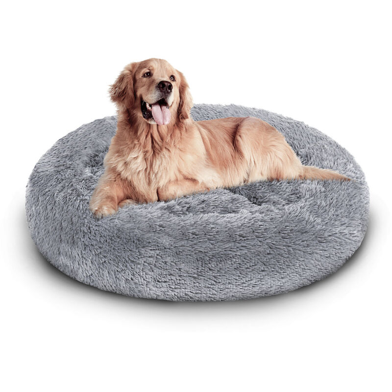 Randaco Hundebett Plüsch Schlafplatz Hundekissen Katzenbett Waschbares rutschfestes komfortables Mit Anti-Rutsch-Matte 60cm Hellgrau