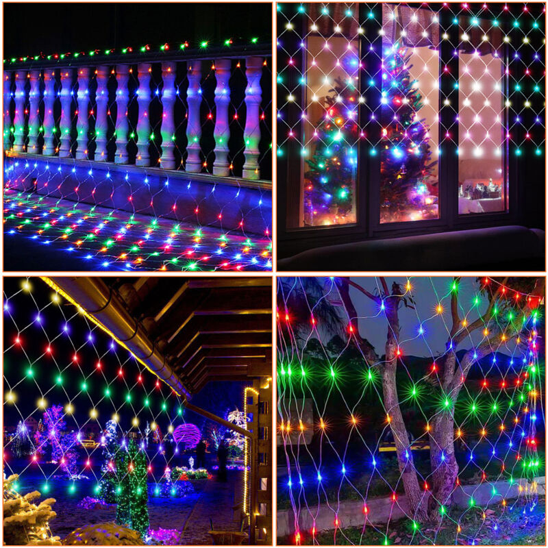 Randaco LED Lichternetz 4.5x1.6M Lichtervorhang Lichterkette Lichterketten Leuchte Außen 8 Modi RGB