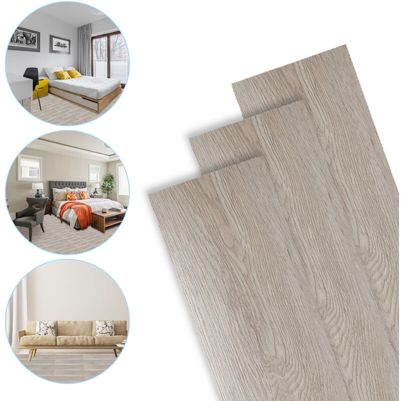 Randaco PVC Bodenbelag - Selbstklebende Vinyl-Dielen - Vinylboden - Holz-Effekt - White Oak - 91,5 x 15,2 cm x 1.5 mm - 3,92m²/28 Dielen