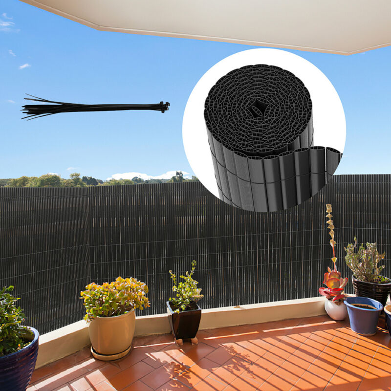 Randaco PVC Sichtschutzmatte Balkon & Zaun – Wetterfester Sichtschutzzaun für Zaun, Windschutz, Zuschneidbar Grau 160x800cm