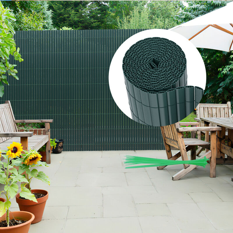 Randaco PVC Sichtschutzmatte Balkon & Zaun – Wetterfester Sichtschutzzaun für Zaun, Windschutz, Zuschneidbar Grün 80x500cm