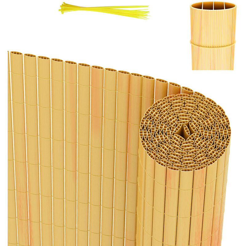 Randaco PVC Sichtschutzmatte Balkon & Zaun – Wetterfester Sichtschutzzaun für Zaun, Windschutz, Zuschneidbar Bambus 160x800cm