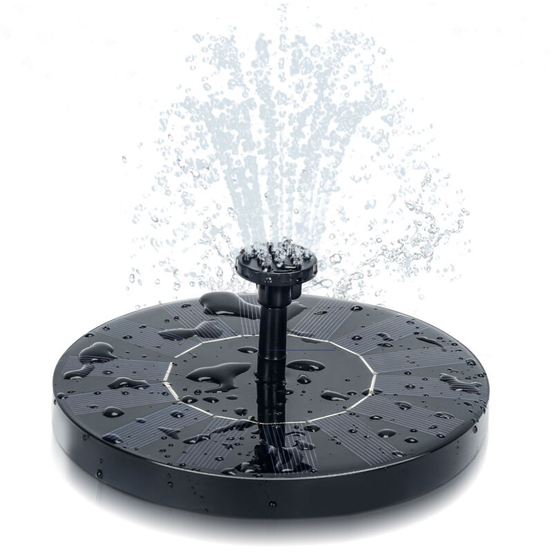 Randaco Solarpumpe 1.5W Brunnen Gartenbrunnen mit 6 Fontänenstilen Solar-Wasserpumpe Springbrunnenpumpe Solar-Teichpumpe Solar-Schwimmbrunnenpumpe