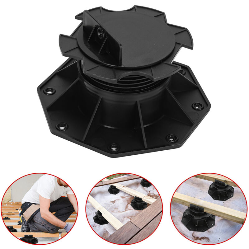 Randaco Stelzenlager für Terrassendielen Außen aus WPC Holz Höhenverstellbares Kunststoff Unterkonstruktion Terrasse Gartenhaus Komplettset 60-140 MM