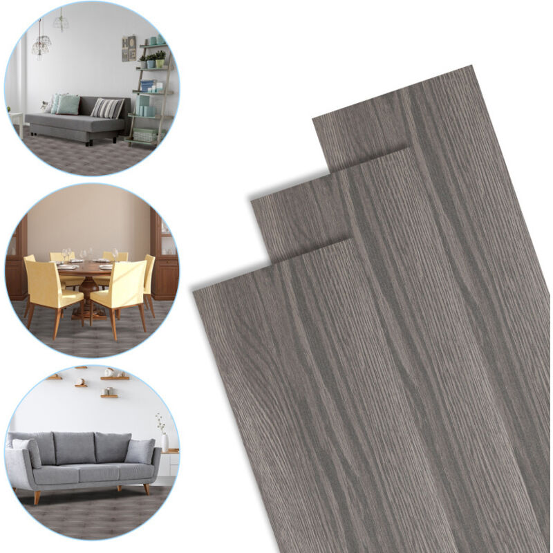 Pvc Bodenbelag Vinylboden Selbstklebend mit Holz-Optik, 63 Stück 8,78 m² Vinyl Klebefliesen Bodenfliesen Selbstklebend, pvc Boden Rutschfest