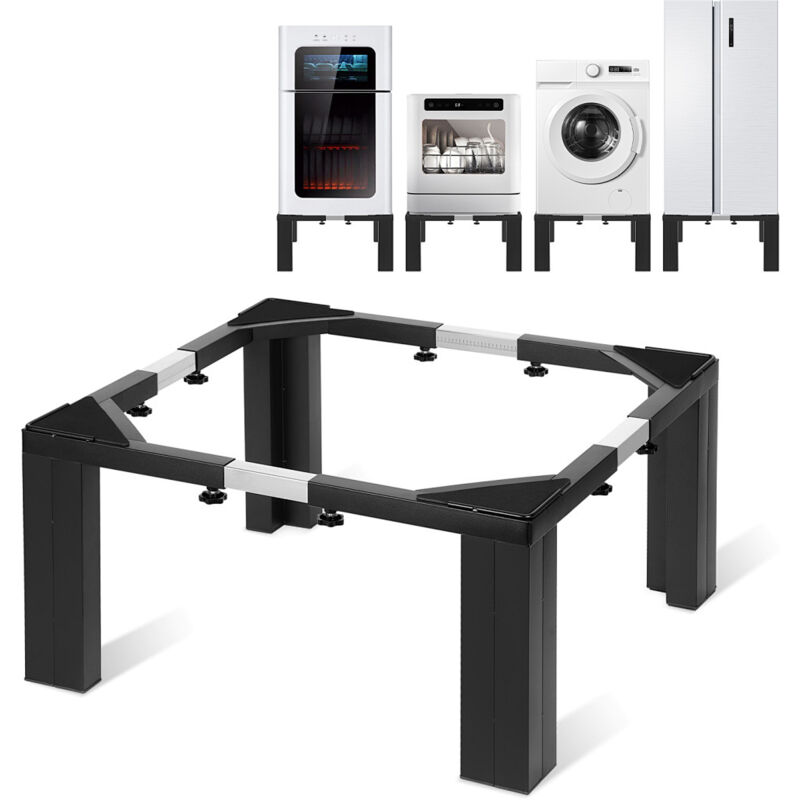 Randaco Waschmaschinen Untergestell, Waschmaschine Sockel für Trockner, Waschmaschine und Kühlschrank - Schwarz + Silber