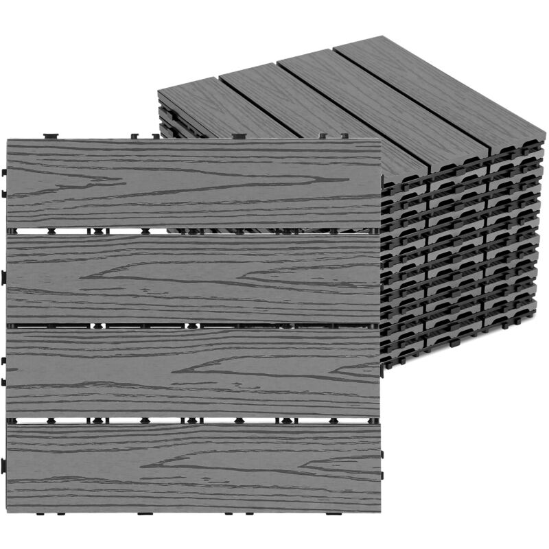 Randaco WPC Terrassenfliesen 4 m², 30 x 30 cm 44 Stücke, Terrassendielen mit 4 Latten in Geprägte Holzoptik, für Garten Balkon Bodenbelag mit