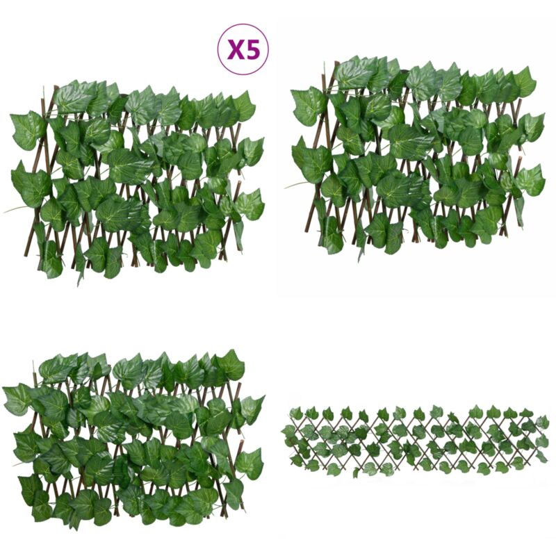 Rankgitter mit Künstlichem Weinlaub 5 Stk. Erweiterbar 180x20cm - Rankgitter - Gartenzäune - Sichtschutz - Kunstpflanzen - Weinstöcke - Home & Living
