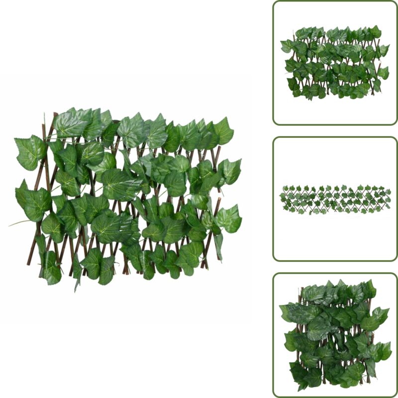 Rankgitter mit Künstlichem Weinlaub Erweiterbar Grün 180x20 cm - Rankgitter - Sichtschutzzaun - Gartendekoration - Kunstpflanzen - Weinstöcke