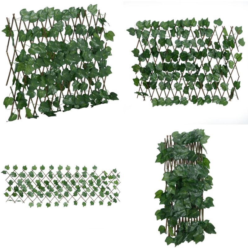 Rankgitter mit Künstlichem Weinlaub Erweiterbar Grün 190x60 cm - Rankgitter - Sichtschutzzaun - Gartendekoration - Kunstpflanzen - Weinstöcke - Home