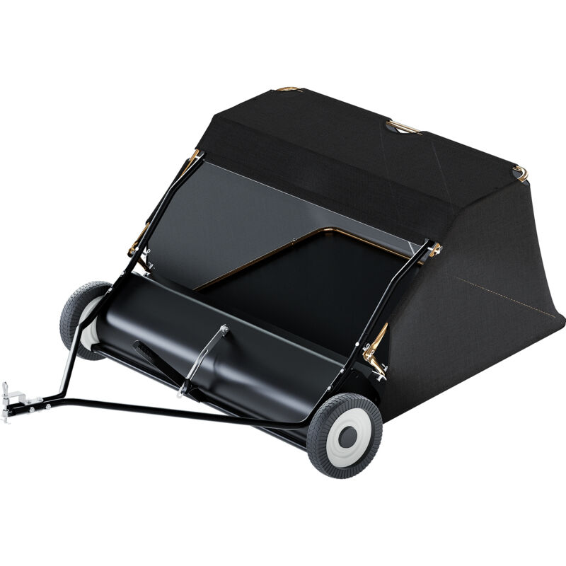 Wiltec - Rasenkehrmaschine mit 120 cm Kehrbreite, Rasenkehrer für Aufsitzmäher, Laubsammler mit 415 l Auffangnetz Laubkehrmaschine für Rasentraktor