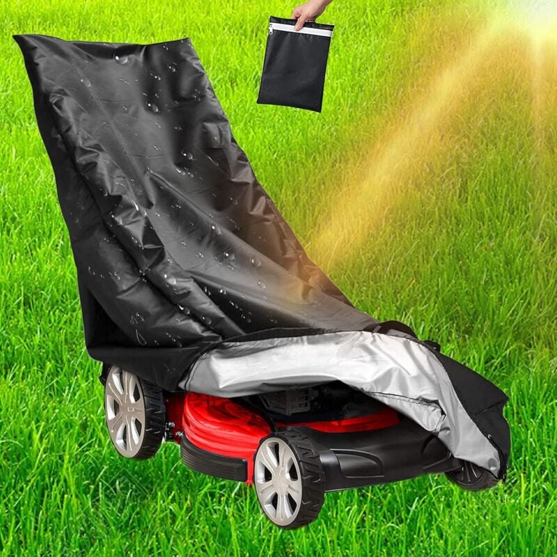 Rasenmäher-Abdeckung, wasserdicht, staubdicht und UV-beständig, Oxford 210D Rasenmäher-Abdeckung, mit Kordelzug und Aufbewahrungstasche, für