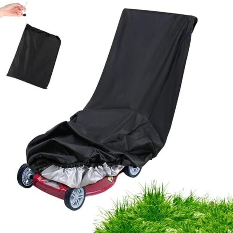 Rasenmäher-Abdeckung, wasserdichte Rasenmäher-Abdeckung, 210d Polyester-Rasenmäher-Abdeckung mit Aufbewahrungstasche mit Kordelzug (195 x 66 x 108 cm)