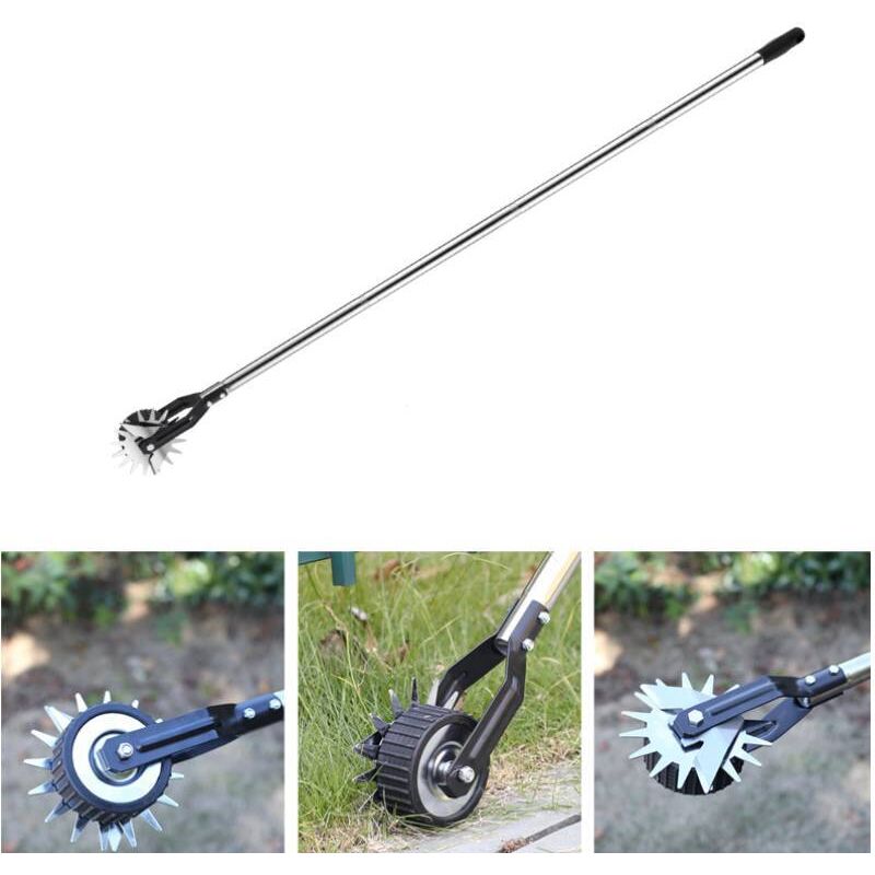 Rasentrimmer mit verbessertem Griff, Rasentrimmer mit Rädern – verstellbare Kantenwalze, 3-teiliger Edelstahlgriff, 135 cm Länge