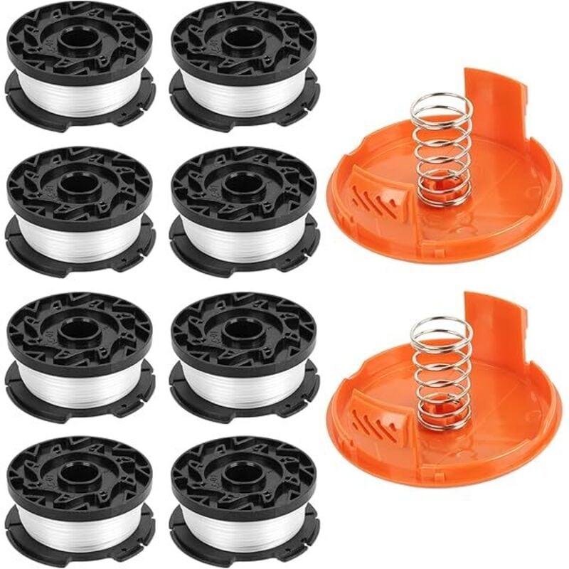 Rasentrimmer Spule Kompatibel mit Black Decker Rasentrimmer, 8 Stück Fadenspulen für Black & Decker Trimmer Spulen, Ø1,65mm Länge 9m Nylonfäden,