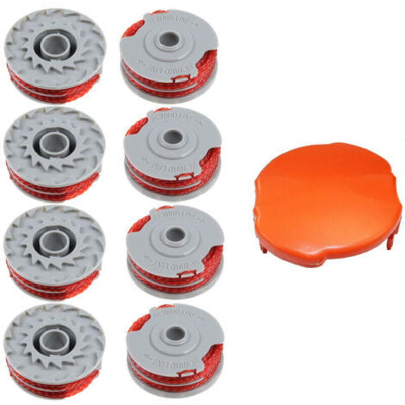Rasentrimmer-Spulenspule, 8-teiliges Premium-Doppelspulen-Set mit automatischer Fadenzuführung, Ersatzteil für Flymo FLY021 Rasentrimmer (8 Spulen +