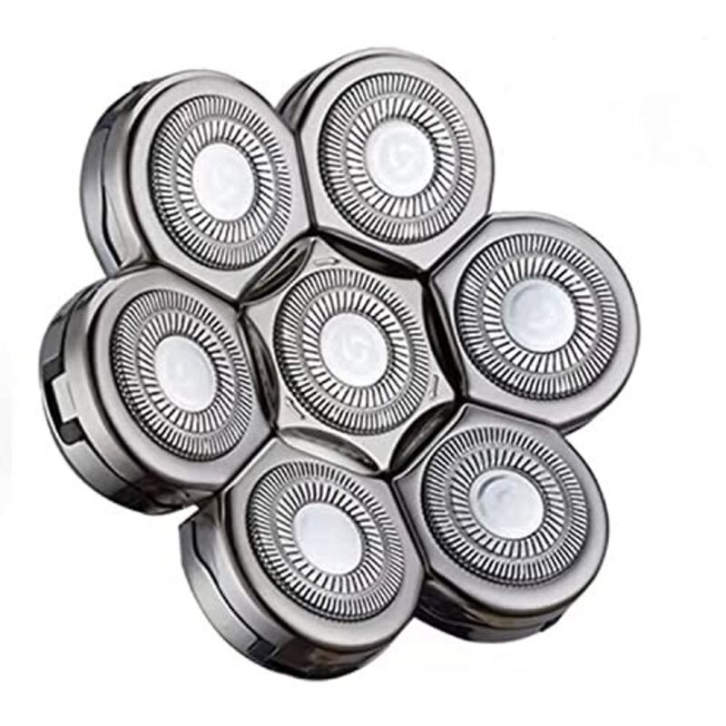 Rasierköpfe, Elektrorasierer, schwimmender Bart, 7 Köpfe für Männer mit sauberer Rasur, universeller Rasierersatz mit Doppelringklinge, langlebig,