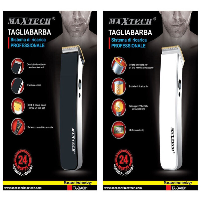 Trade Shop Traesio - Trade Shop - elektrorasierer für männer bartschneider wiederaufladbarer akku seitenleiste haar titan TA-BA001 -