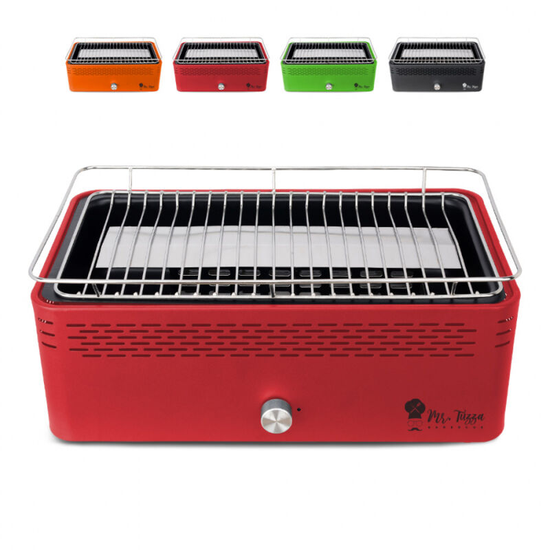 Rauchfreier Holzkohlegrill Tischgrill BBQ mit Ventilator Merapi - Rot