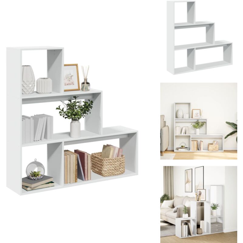 Vidaxl - Raumteiler-Bücherregal 3 Stufen Weiß 123x29x123cm Holzwerkstoff - Raumteiler - Raumtrenner - Bücherregal - Raumteiler Bücherregal