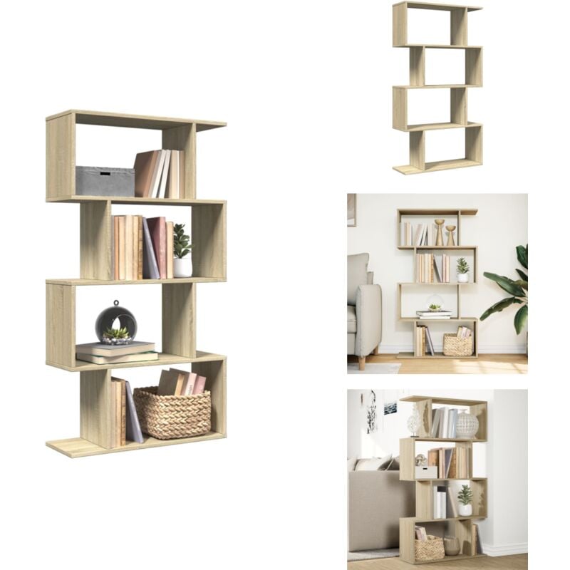 Vidaxl - Raumteiler-Bücherregal 4 Böden Sonoma-Eiche 70x24x129 cm - Raumteiler - Raumtrenner - Bücherregal - Raumteiler Bücherregal