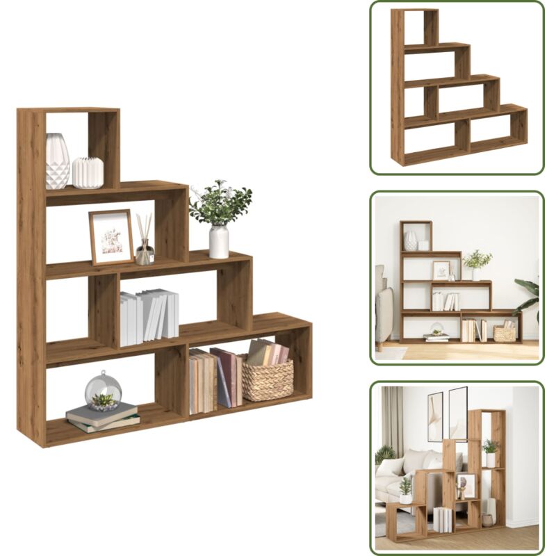 Raumteiler-Bücherregal 4 Stufen Artisan-Eiche 143,5x29x143,5 cm - Raumteiler - Raumtrenner - Bücherregal - Raumteiler Bücherregal