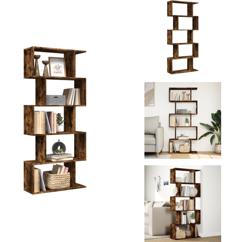 Vidaxl - Raumteiler-Bücherregal 5 Etagen Räuchereiche 70x24x161 cm - Raumteiler - Raumtrenner - Bücherregal - Raumteiler Bücherregal