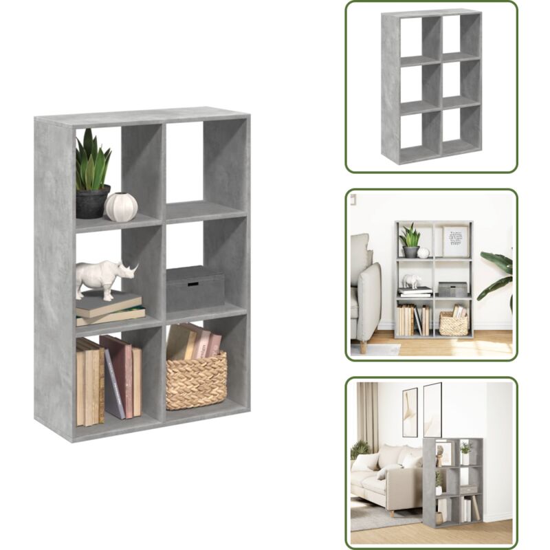 Vidaxl - Raumteiler-Bücherregal Betongrau 69,5x29x103,5 cm Holzwerkstoff - Raumteiler - Raumtrenner - Bücherregal - Raumteiler Bücherregal