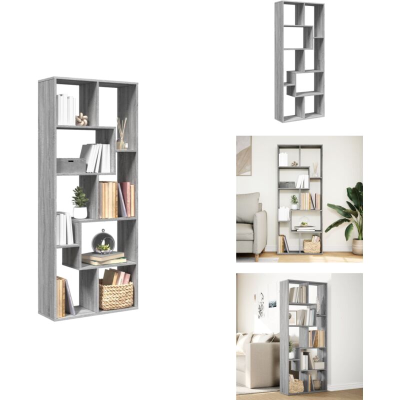 Raumteiler-Bücherregal Grau Sonoma 67x25x161,5 cm Holzwerkstoff - Raumteiler - Raumtrenner - Bücherregal - Raumteiler Bücherregal