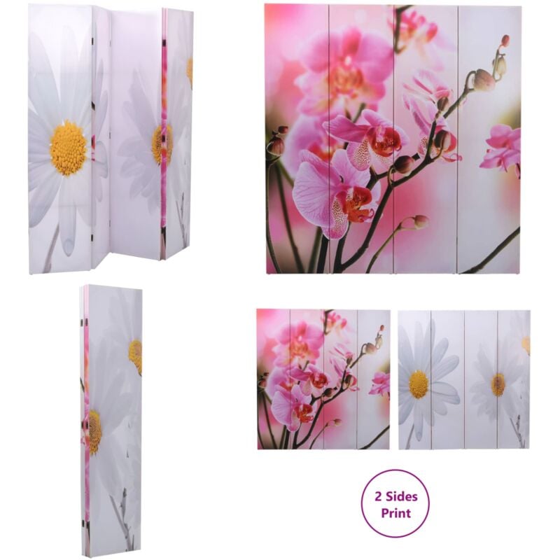 Raumteiler klappbar 160 x 170 cm Blume - Raumteiler - Holzrahmen - Dekorationsartikel - Wohnzimmerdeko - Blumenmuster - Home & Living
