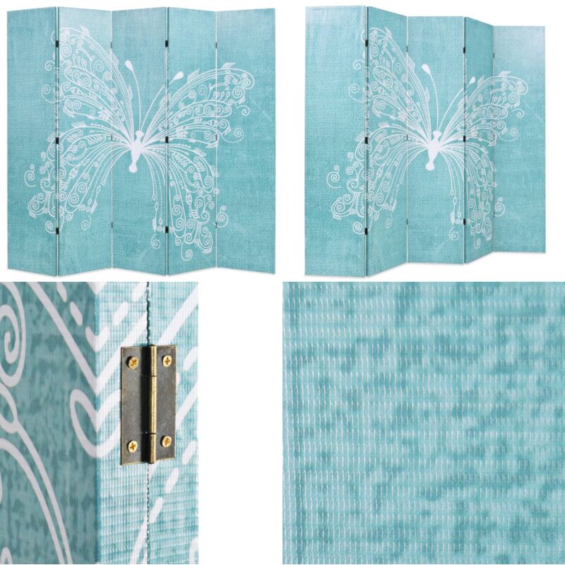 Raumteiler klappbar 200 x 170 cm Schmetterling Blau - Raumteiler - Paravent - Wandteiler - Wohnbereich - Dekoration - Home & Living