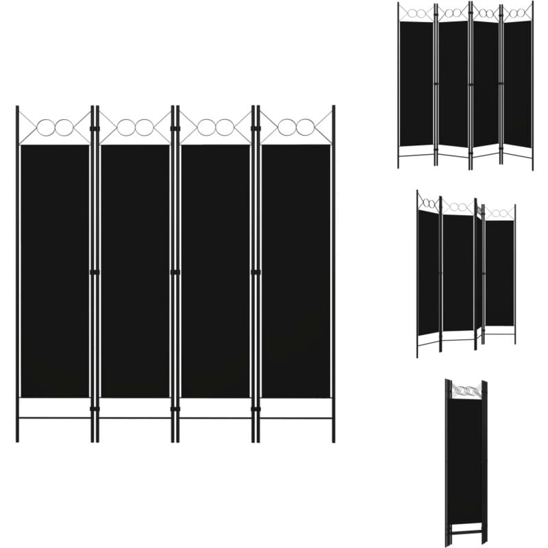 4-tlg. Raumteiler Schwarz 160 x 180 cm - Raumteiler - Dekorationsartikel - Wohnzimmerdeko - Trennwandsystem - Sichtschutz