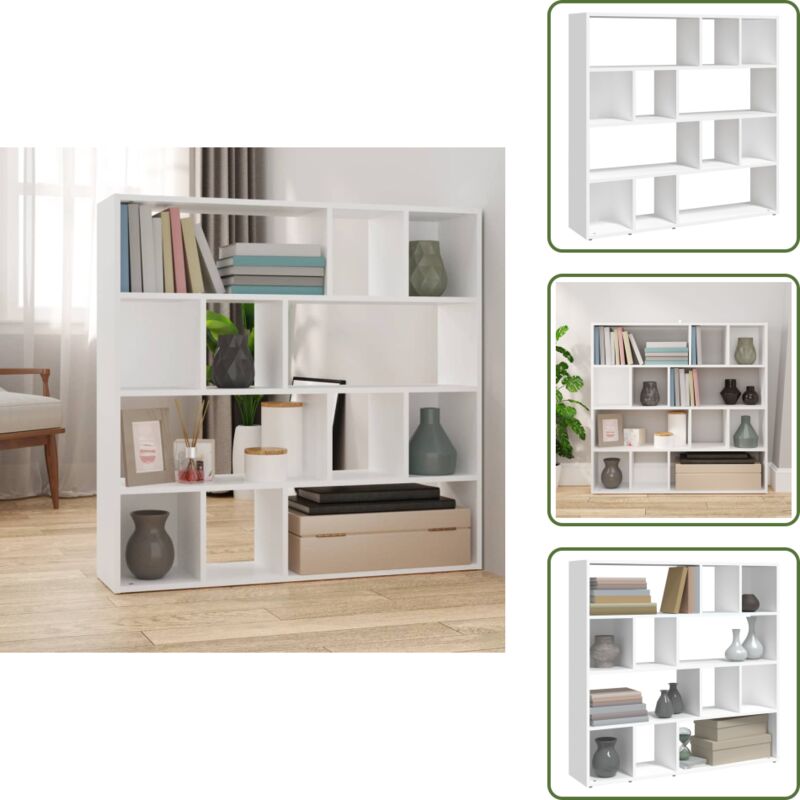 Bücherregal/Raumteiler Weiß 105x24x102 cm - Bucherregal - Raumteiler - Wohnzimmermöbel - Regal Weiß - Holzmöbel