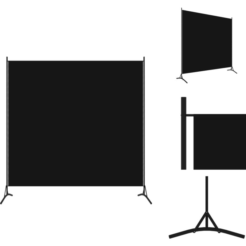 Paravent Schwarz 175x180 cm Stoff - Paravent - Raumteiler - Trennwand - Privatsphäre - Stoff