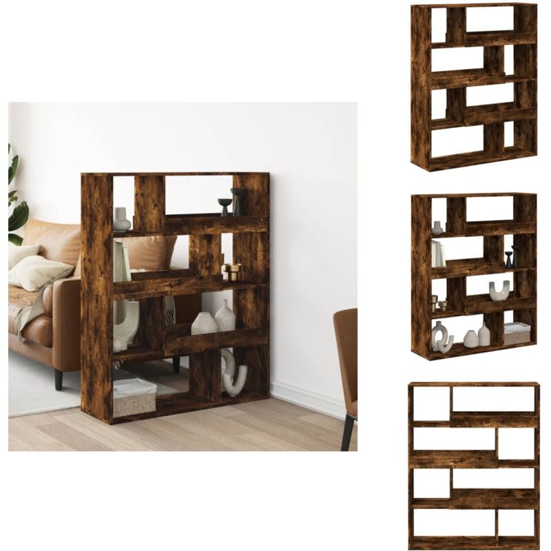 Raumteiler Räuchereiche 100x33x125,5 cm Holzwerkstoff - Raumteiler - Raumtrenner - Regal Raumteiler - Regal Raumtrenner