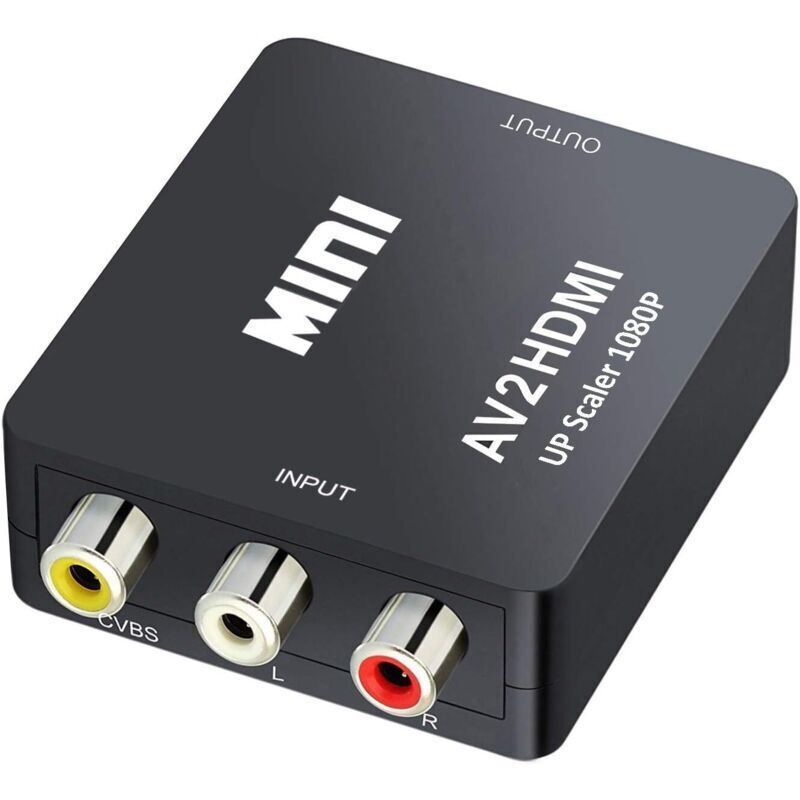 RCA-zu-HDMI-1080p-AV-Konverter – Composite-PAL/NTSC-Eingang – HDMI-720p/1080p-Ausgang – Kompatibel mit Kamera, Xbox, PS1, PS2, Wii