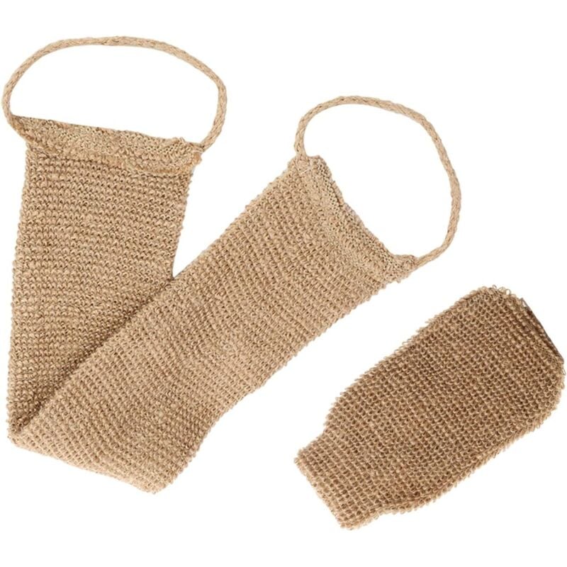 GABRIELLE Rückenwaschgurt, Peeling-Rückenschwamm, 2-seitiger Massagegürtel mit natürlichem Hanf, Peeling-Handschuh für Damen und Herren, Körper zum