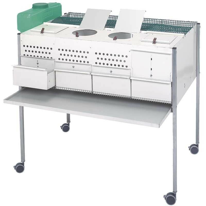 Suinga - Verzinkter Vogelkäfig für Wachteln mit 4 Abteilen und Rädern, 107x77x97 cm