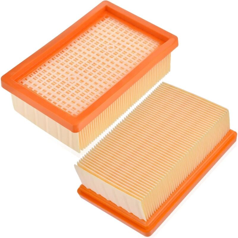 Rebirthcare 2er-Pack Flachfaltenfilter für Kärcher Staubsauger 2.863-005.0 - Kärcher WD4, WD5, WD6, MV4, MV5, MV6 - Ersatzteil für Kärcher Staubsauger