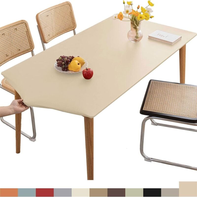 Rechteckige, maßgeschneiderte Ledertischdecke, Tischdecke mit elastischem Rand, waschbare Tischdecke für den Außenbereich, die Terrasse, die Küche