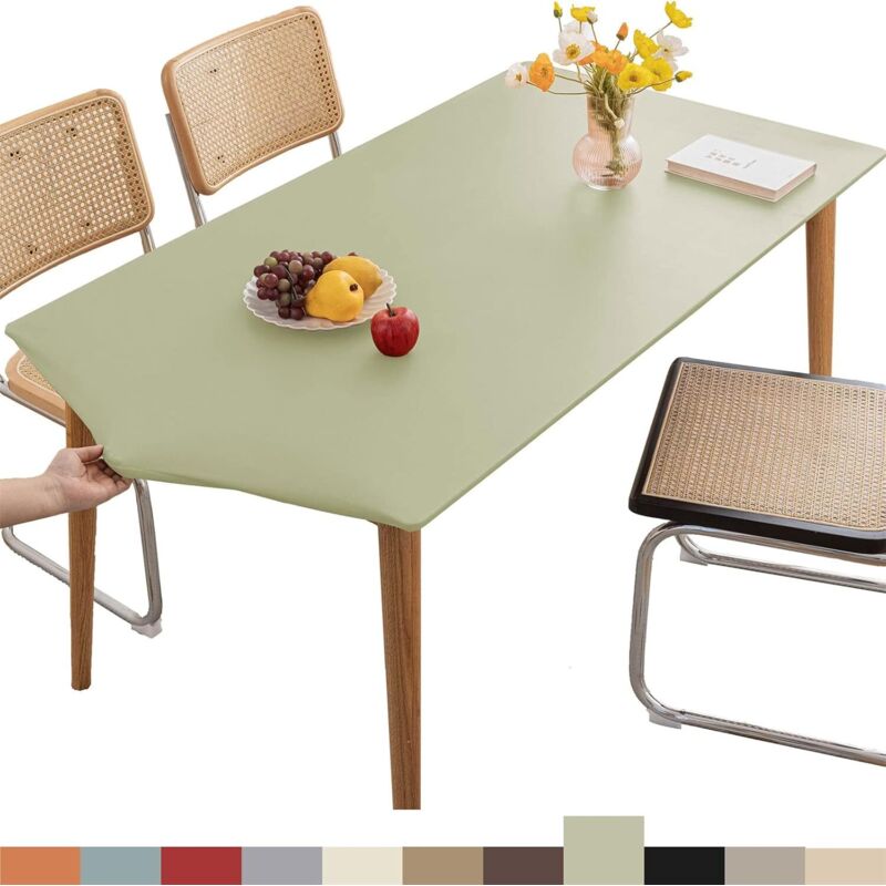 Rechteckige, maßgeschneiderte Ledertischdecke, Tischdecke mit elastischem Rand, waschbare Tischdecke für den Außenbereich, die Terrasse, die Küche