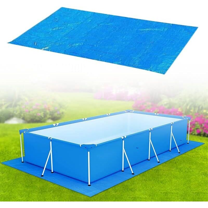 Rechteckige Poolbodenmatte für 300 x 200 cm Pools – Blaue, wasserdichte, faltbare Boden- und Schutzmatte für 338 x 239 cm Pools