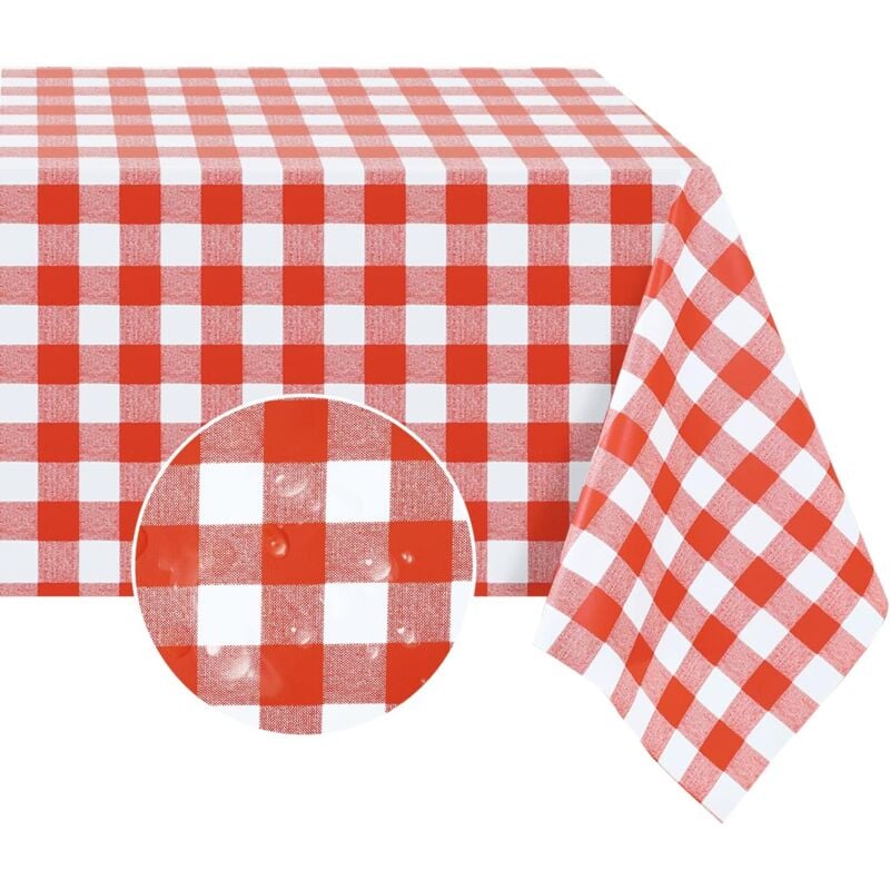 Tonchean - Rechteckige PVC-Vinyl-Tischdecke, 100 % wasserdicht, ölbeständig, abwischbar, Plastik-Plaid-Tischdecke für Abendessen, Picknick und