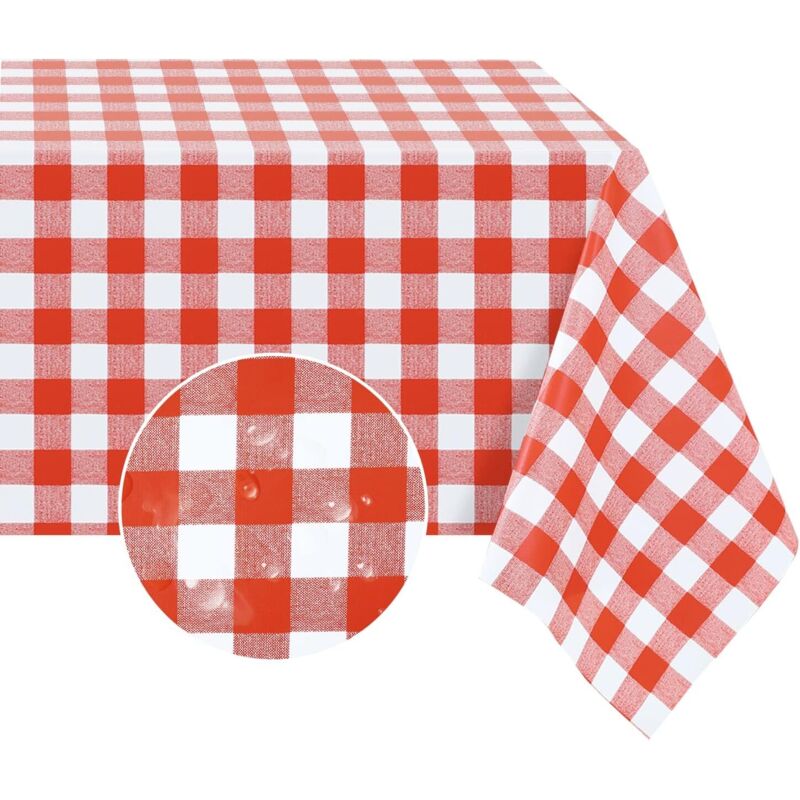 Tonchean - Rechteckige PVC-Vinyl-Tischdecke, 100 % wasserdicht, ölbeständig, abwischbar, Plastik-Plaid-Tischdecke für Abendessen, Picknick und