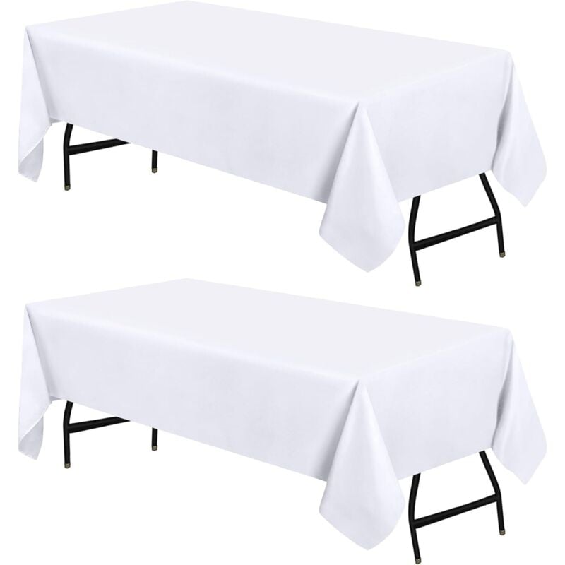 Rechteckige Tischdecke – 153 x 260 cm (2er-Set, Weiß), maschinenwaschbare Tischdecke, ideal für Partys, Veranstaltungen, Hochzeiten und Restaurants