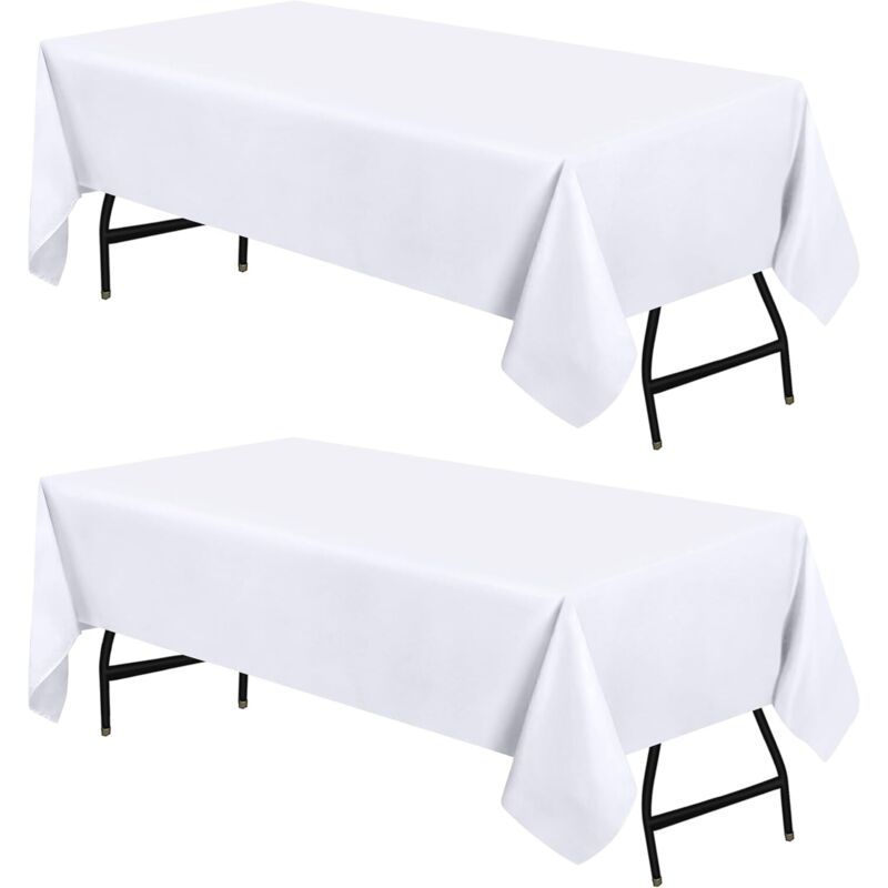 Rechteckige Tischdecke – 153 x 260 cm (2er-Set, Weiß), maschinenwaschbare Tischdecke, ideal für Partys, Veranstaltungen, Hochzeiten und Restaurants