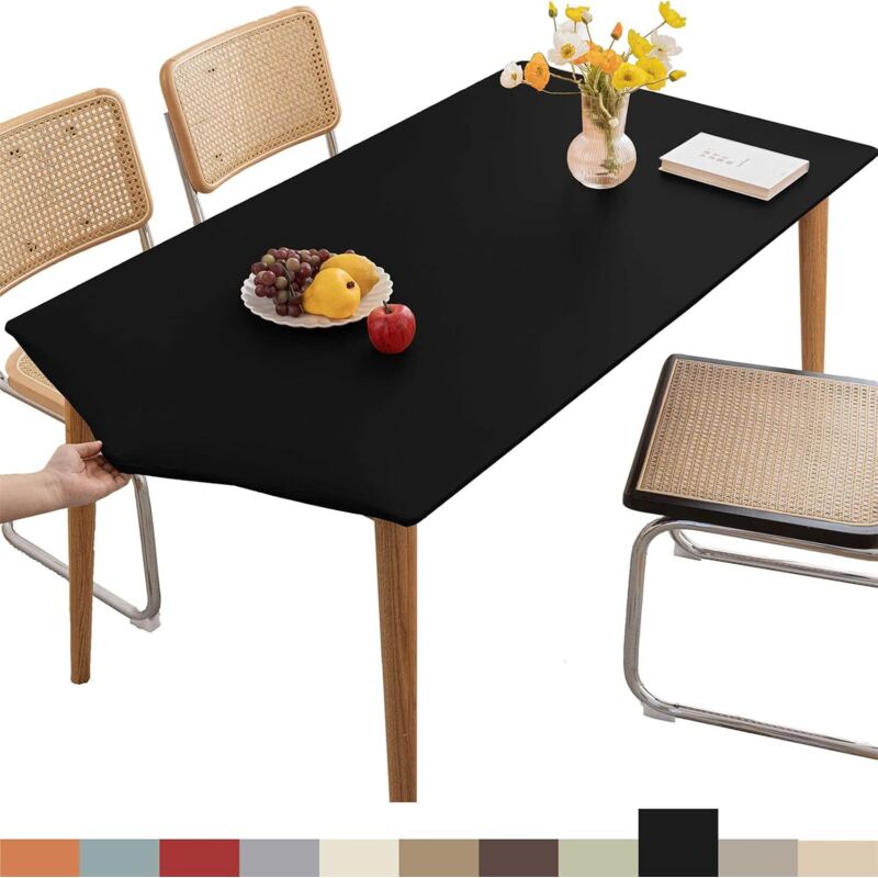 Rechteckige Tischdecke aus Leder, Tischdecke mit elastischem Rand, waschbare Tischdecke für den Außenbereich, die Terrasse, die Küche und das