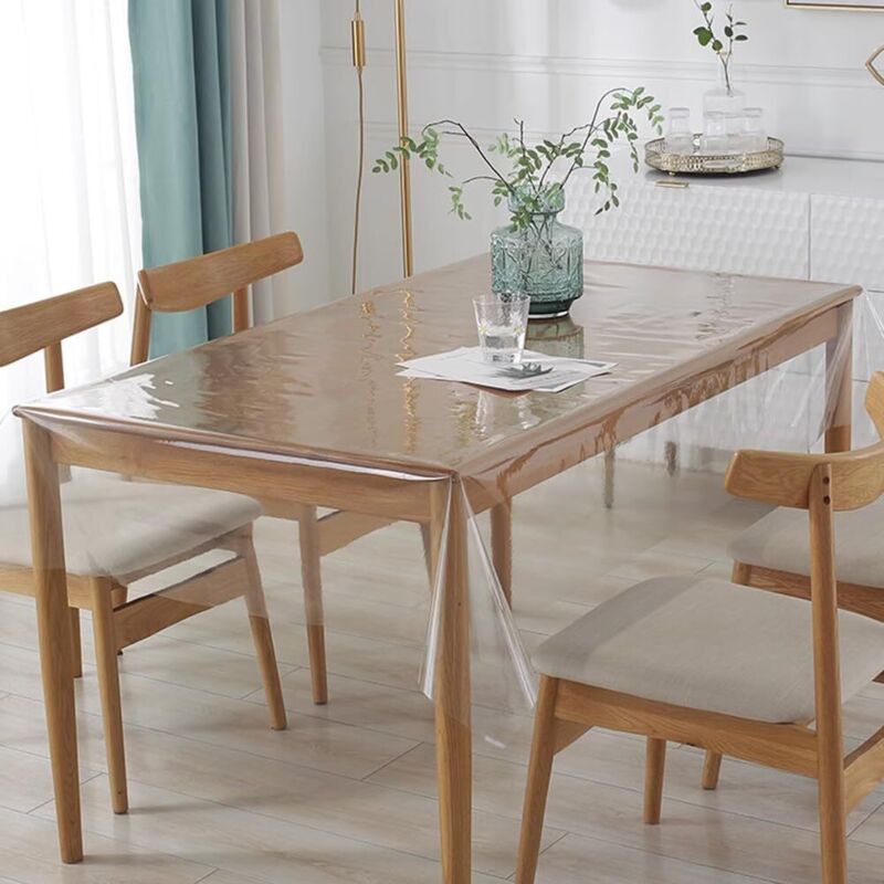 Rechteckige, transparente Tischdecke, 0,13 mm PVC-Tischdecke (Polyvinylchlorid) für den Außenbereich, Garten und Innenbereich, wasserdicht und